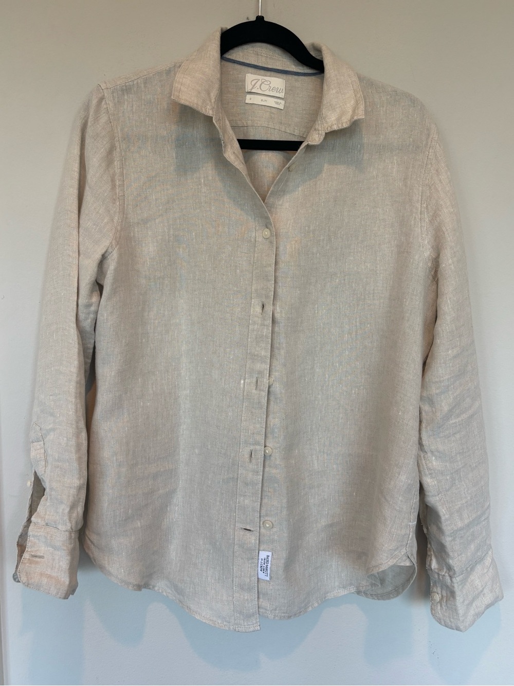 J. Crew Men’s Casual Long-Sleeve Button-Down in Light Beige